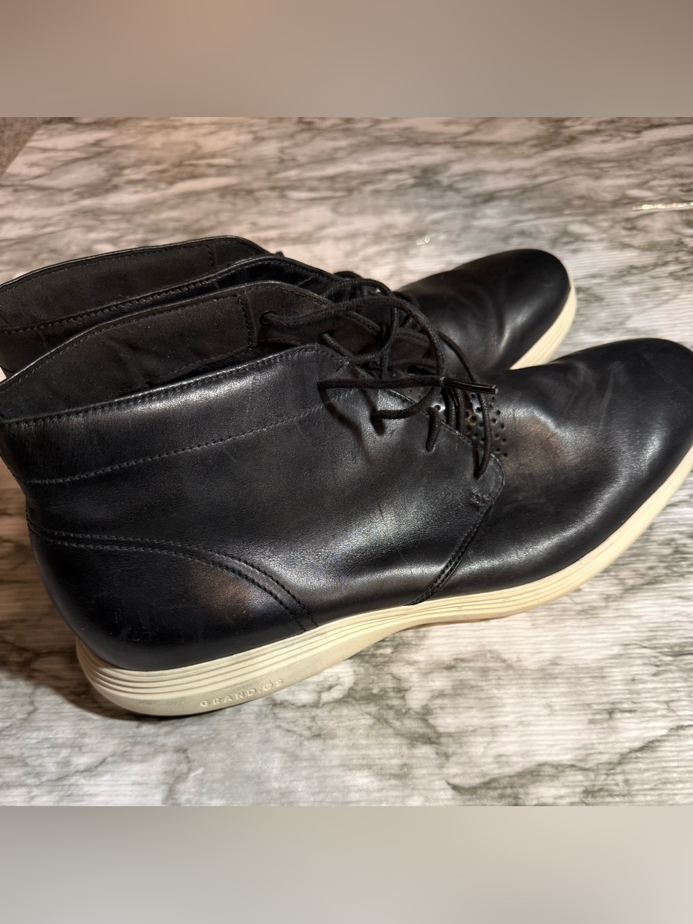 Cole Haan Grand Tour Mens Leather Casual Chukka Boots Size 13 M Black C31366